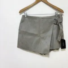 タグ付き【ザラ】ラップスカート風ショートパンツ　Lサイズ　茶色ブラウン系　光沢感