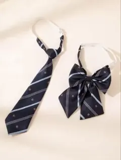 新品未使用‼︎ネイビー ストライプ フェイクネクタイとリボンセット