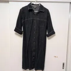 マタニティ　デニムワンピース　前開きボタン