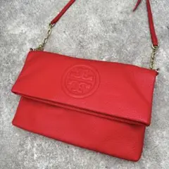 美品　トリーバーチ アマンダ レザー　赤 2way フォールドオーバー