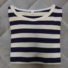 【値下げ 中古品】無印良品 キッズ ボーダー 長袖カットソー 130