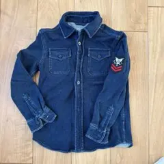 ラルフローレン　キッズ　シャツ　スウェット地　ネイビー　ヴィンテージ加工