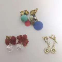 ハンドメイド イヤリング 3点