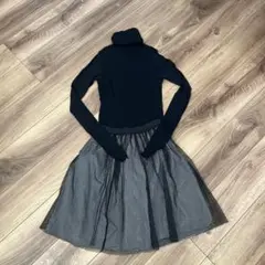 黒　ギンガムチェック　チュールスカート　リバーシブル