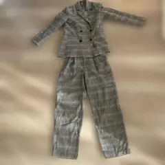 グレー系チェック セットアップ パンツ