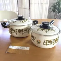 昭和 レトロ マルエス ホーロー鍋 両手鍋 ロマンポット 緑 - メルカリ