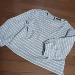 カットソー裏起毛　ストライプ トップス M