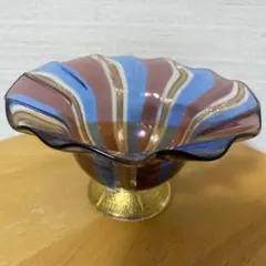 【USED】ヴェネツィアンガラス ? ベネチアンガラス ? ボウル　灰皿 USED】ヴェネツィアンガラス ? ベネチアンガラス ? ボウル 灰皿 USED