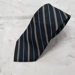 七*郎様 フェアファクス　ネクタイ　紺　ストライプ柄　絹【n831】