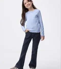 試着のみ美品♡GU 130 GIRLSストレッチスリムフレアジーンズ