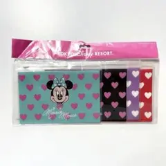 DisneyResort ミニー ハート柄 4枚組 ファスナー付きケース