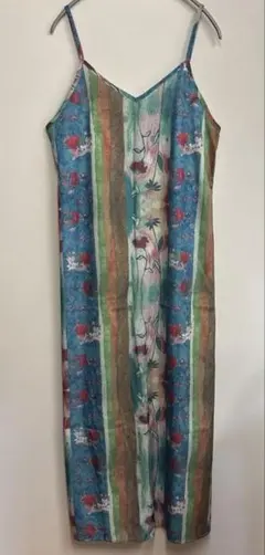 花柄ストライプキャミワンピース