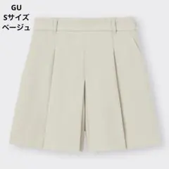 タックショートパンツ ベージュ プリーツ キュロット プリーツスカート GU