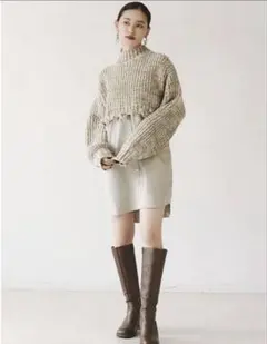 【MURUA】ムルーア　メランジニットドッキングワンピース　ミニ丈　S 秋冬