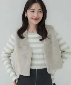 coca フェイクファーベストグレージュ