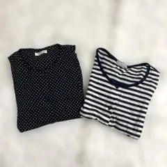 授乳口付き　水玉　ボーダー　マタニティパジャマ　2枚セット　プレママ