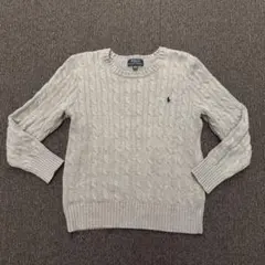 y2k ポロラルフローレン ケーブルニット グレー コットン S