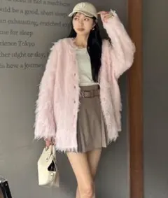 rienda 2WAYロングシャギールーズニットカーディガン