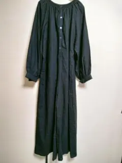 Omekashiブラック 長袖サロペット　オールインワン