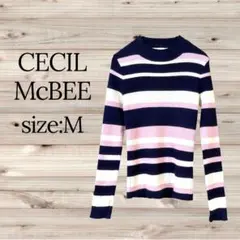 CECIL McBEE 【M】 マルチボーダーリブニット・セシルマクビー・春