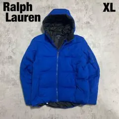 美品 ラルフローレン 肉厚 刺繍 ダウンジャケット ブルー XL