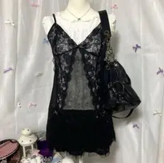 y2k レースキャミワンピ ランジェリー 姫ギャル ゴスロリ フェアリーグランジ
