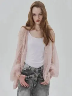 THE TOE Parasol mohair cardigan Pink