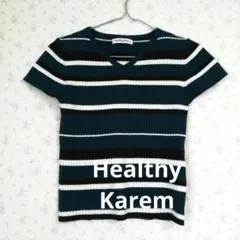 Healthy Karen ストライプ Vネック 半袖ニットのサムネイル