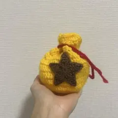 【即日発送】編み物 巾着袋 星型モチーフ　大