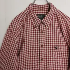 マ*ン様 エディーバウアー 長袖シャツ BDシャツ チェック柄 バイカラー メン