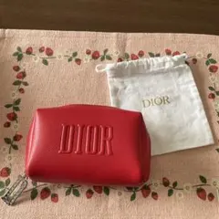 Diorノベルティー赤ポーチ&ミニ巾着 ２点セット‼️