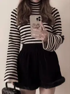 期間限定出品☆GRL タートルネック L ブラウンボーダー