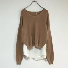 n1092 【ケービーエフ】新品タグ付き レイヤードプルオーバー ピンクベージュ