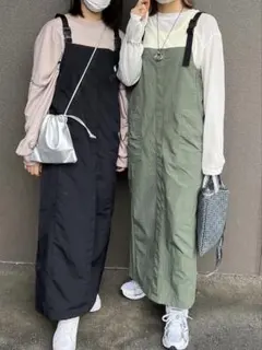 しまむら)ミリタリー ジャンスカ　リップストップカーゴ