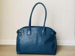 COLE HAAN コールハーン 型押し　レザー トートバッグ ブルー