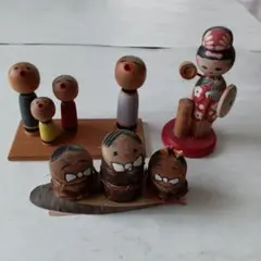 伝統的な木製こけし人形3体セット