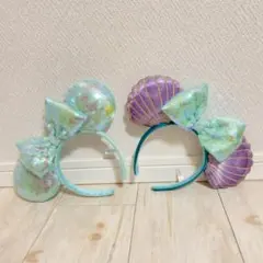 ディズニーシー カチューシャ 水色 紫色 シェル