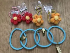 カラフル花モチーフヘアゴム8個セット