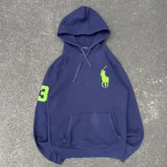 ポロラルフローレン ビッグポニー 短丈 パーカー y2k 鬼フェード ネイビー
