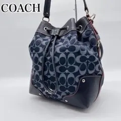 コーチ COACH シグネチャー デニム ドローストリング バケットバッグ
