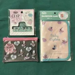 ディズニー アリス オイスター ３点 ポーチ　通帳ケース　財布　クリップ　ピンク