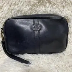 DAKS　ユニセックス　クラッチバッグ　本革　レザー　チェック　ブラック