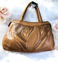 【IBIZA / イビサ】 レザー パッチワーク ハンドバッグ　花柄　ビンテージ