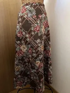 インゲボルグ　INGEBORG 花柄　ロング　フレアスカート　M