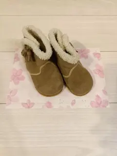 familiar ベージュ ファーブーツ 14cm