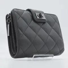 【美品】 シャネル 2.55 マトラッセ 2つ折り財布 ミドル グレー
