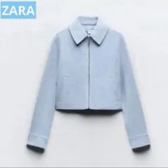 美品 ZARA ツイードジャケット ステンカラー クロップド ジップアップ ラメ