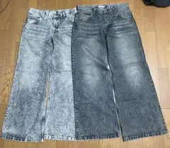 ワイドレッグデニムパンツ 2色セット