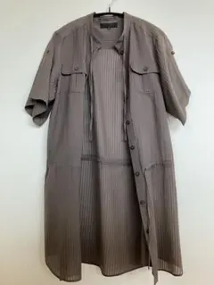 UNTITLED（アンタイトル） チェニックワンピース　ブラウンストライプ　M