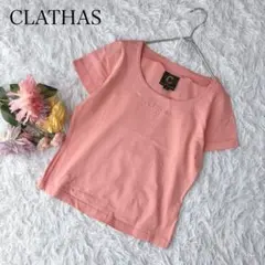 【M】クレイサス　半袖Tシャツ　カットソー　刺繡ロゴ　ピンク　Uネックのサムネイル